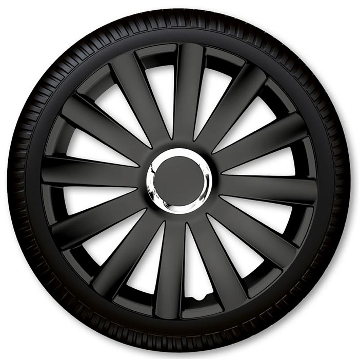 14″ Spyder Pro sort hjulkapselsæt